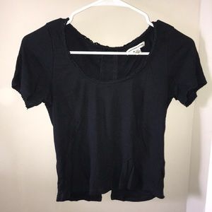 cropped american eagle lace trimmed tee